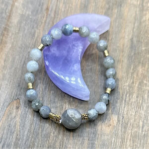 Labradorite chunky beaded bracelet/August birthstone